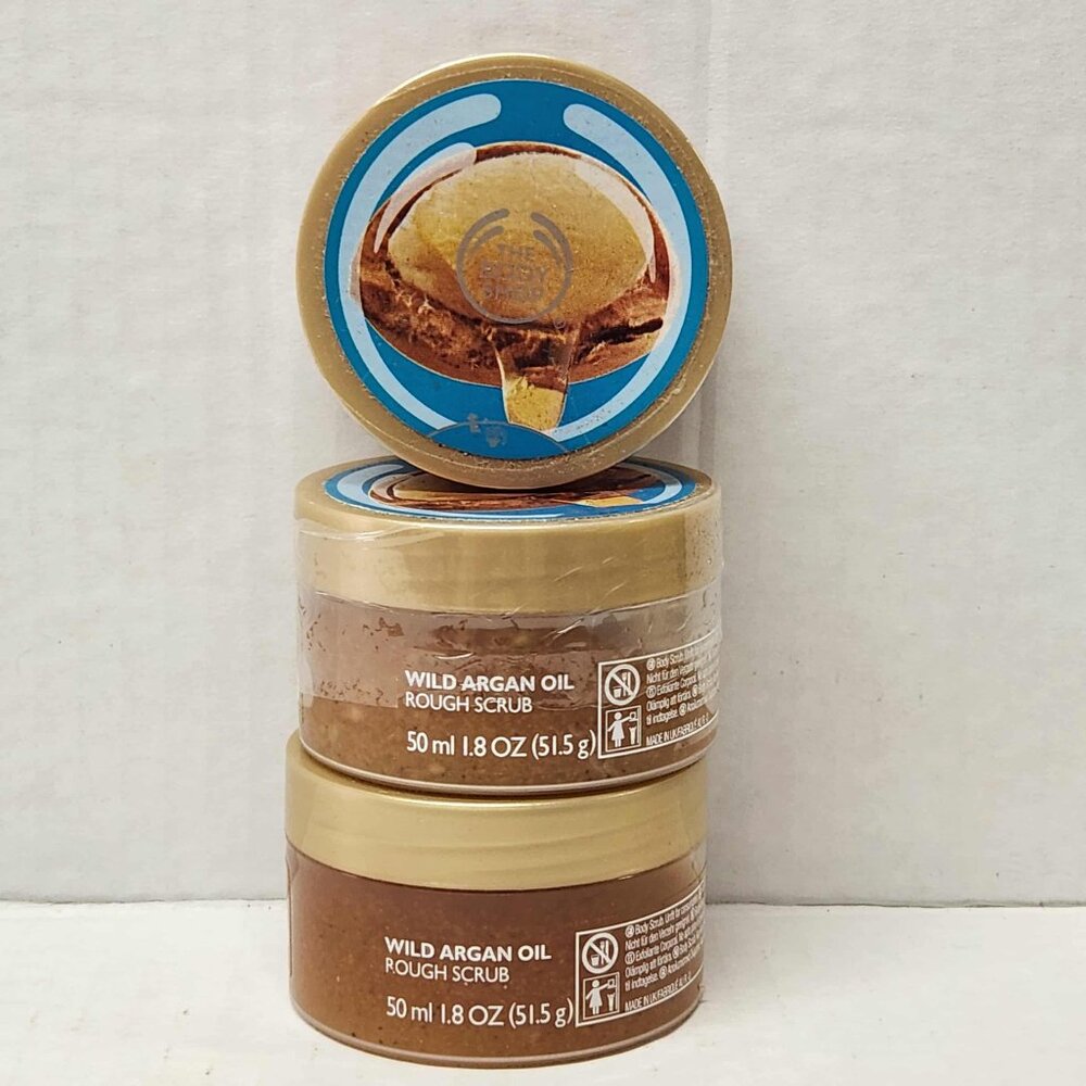 The Body Shop Wild Argan Oil Rough Scrub 3 Pack 50ml Each Rare